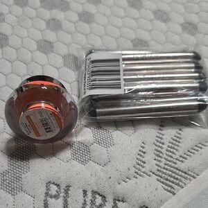 Silver Makeup Brush Set with Orange Gel Pot